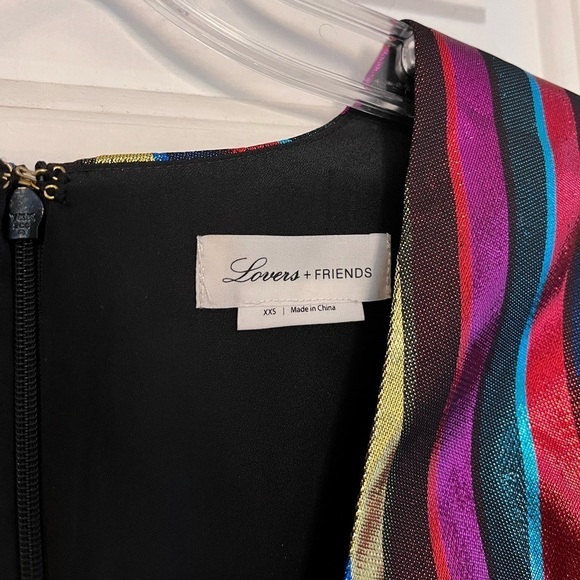 🥤 Lovers + Friends Frida Mini Dress Rainbow Metallic XXS Riverdale Wardrobe - Picture 5 of 16